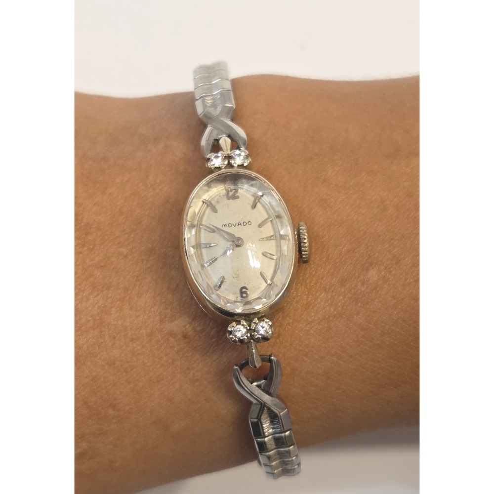 Women's 14k Gold Movado Manual Wind Watch Genuine Diamonds - Working